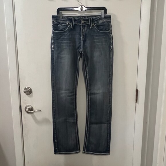 Studio 5 Womens Blue Straight Leg Mid Rise Denim Jeans Cotton Blend Size W33 - Picture 3 of 9